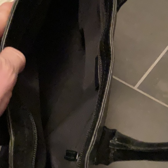 Authentic GUCCI Black GG Nylon Monogram Leather Abbey Medium Tote Bag - Picture 7 of 11